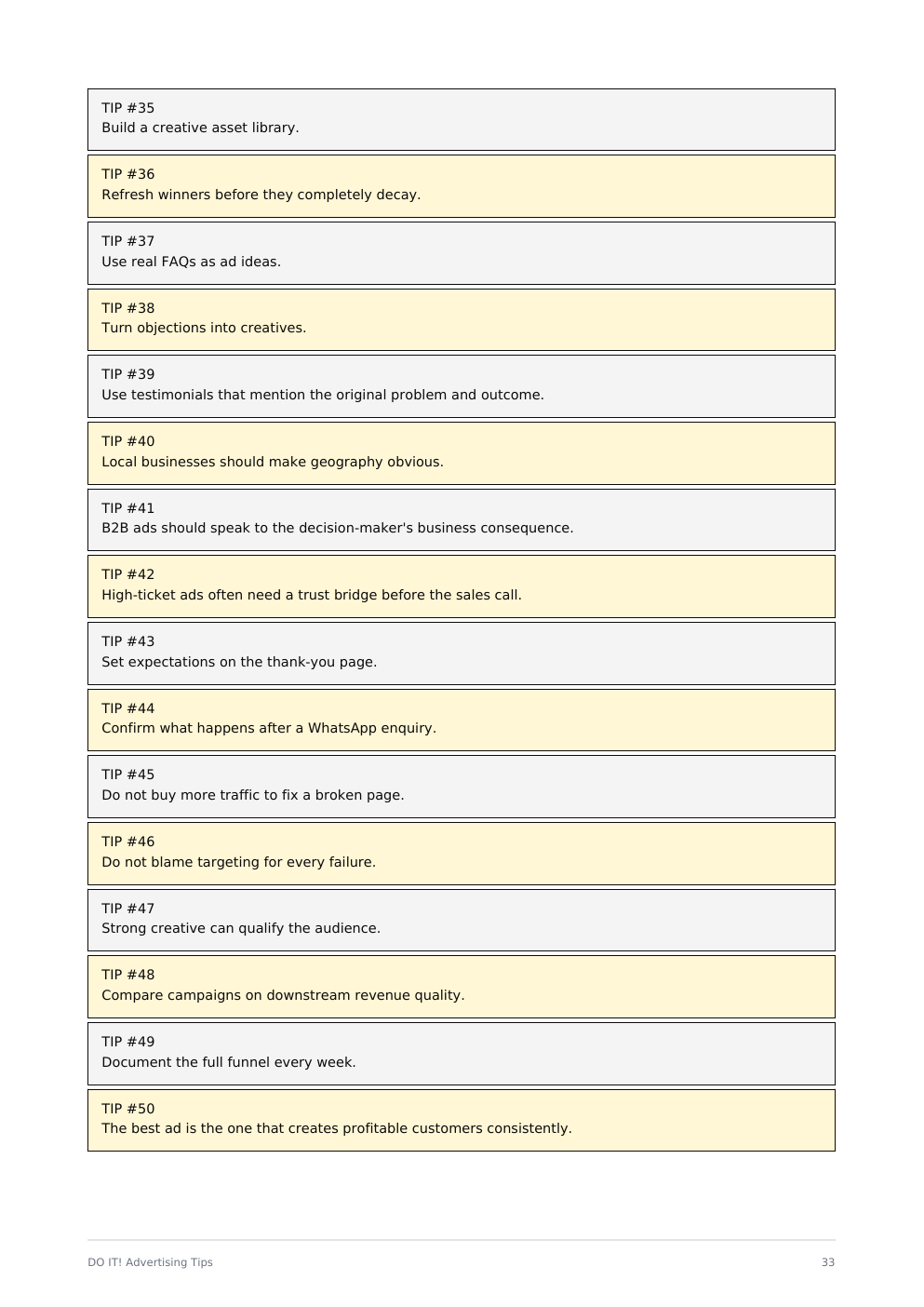 Sample handbook page from the Ad Doctor framework